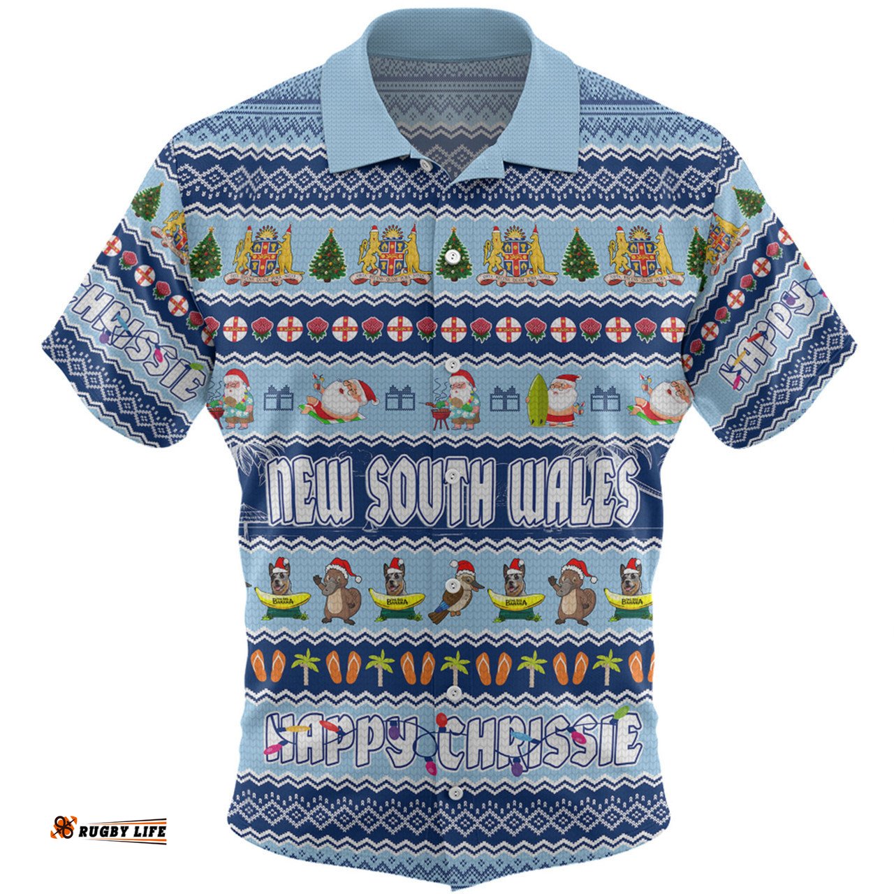 New South Wales Christmas Custom Hawaiian Shirt - Happy Chrissie Ugly Style Hawaiian Shirt