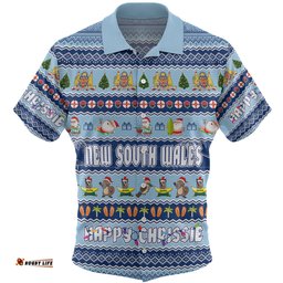 New South Wales Christmas Custom Hawaiian Shirt - Happy Chrissie Ugly Style Hawaiian Shirt