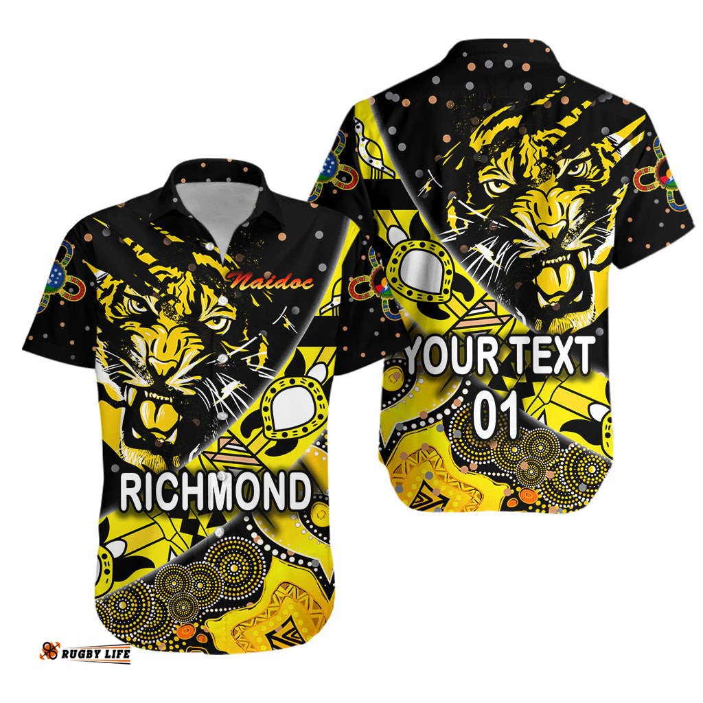 Custom Personalised Richmond Tigers Hawaiian Shirt NAIDOC Heal Country! Heal Our Nation Dotted, Custom Text And Number