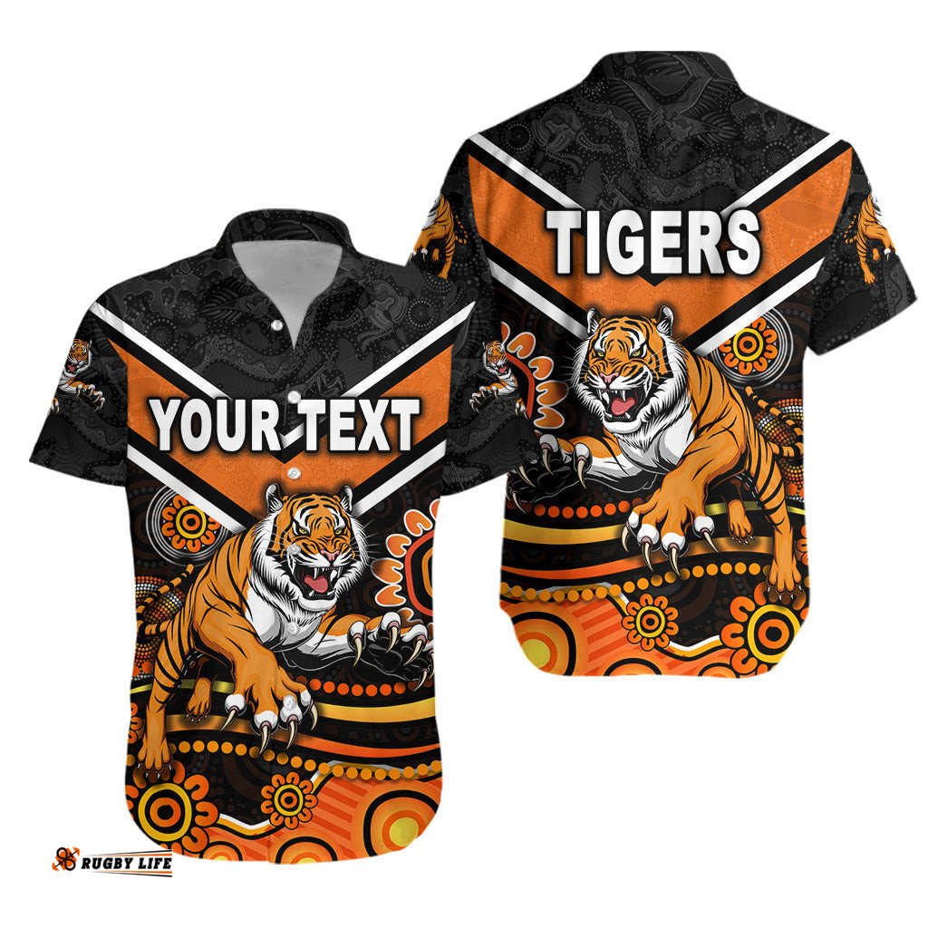 Custom Personalised Wests Tigers Hawaiian Shirt Indigenous