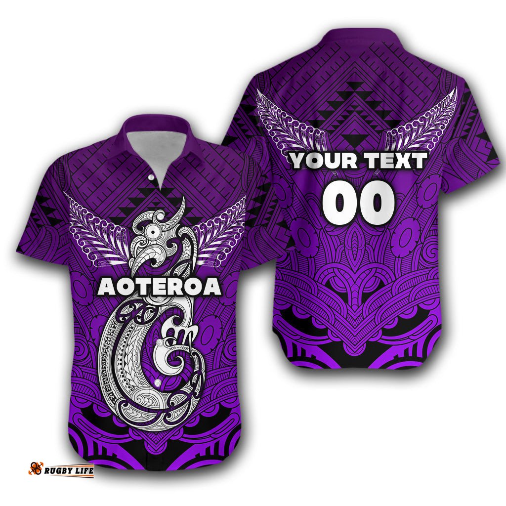 Custom Personalised Maori Aotearoa Manaia Hawaiian Shirt Simple Sport Style Purple