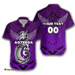 Custom Personalised Maori Aotearoa Manaia Hawaiian Shirt Simple Sport Style Purple