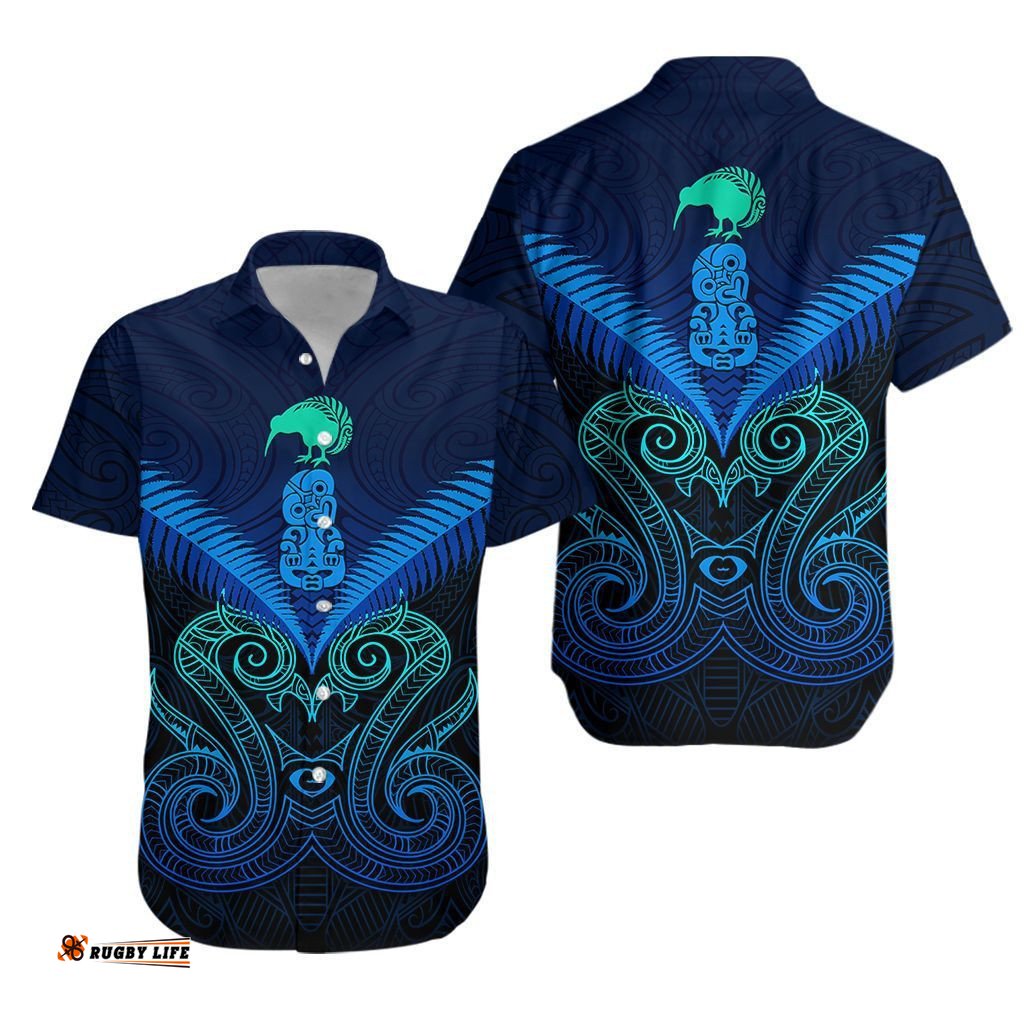 Maori Manaia New Zealand Hawaiian Shirt Blue
