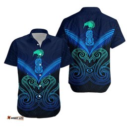 Maori Manaia New Zealand Hawaiian Shirt Blue