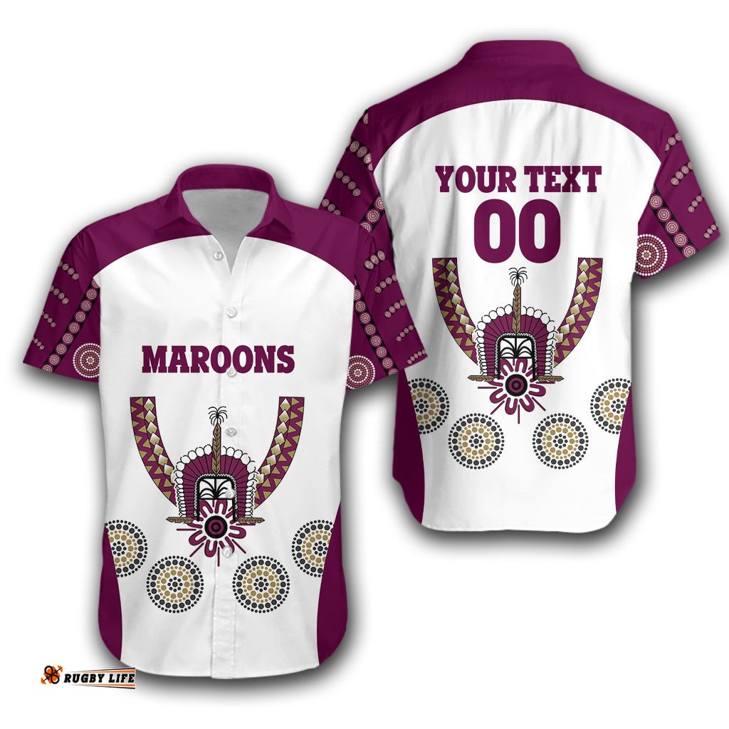 Custom Personalised Queensland Hawaiian Shirt Maroons Aboriginal Sport Style
