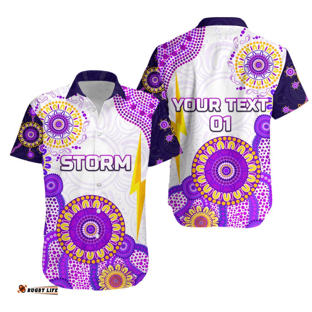 Custom Personalised Melbourne Storm Hawaiian Shirt Indigenous Latest Style, Custom Text And Number