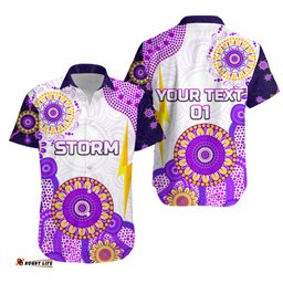 Custom Personalised Melbourne Storm Hawaiian Shirt Indigenous Latest Style, Custom Text And Number