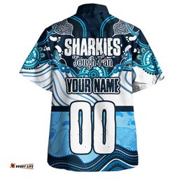 Cronulla-Sutherland Sharks Hawaiian Shirt - Sharkies With Aboriginal Style Hawaiian Shirt