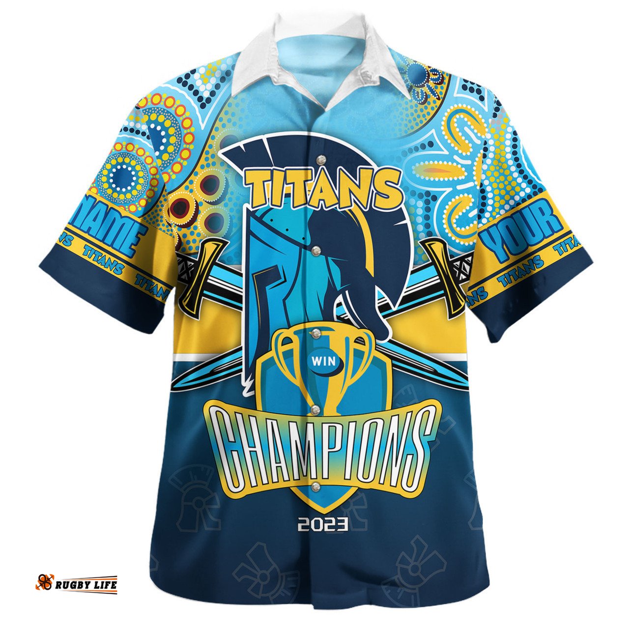 Gold Coast Titans Sport Hawaiian Shirt - Custom Talent Win Games But Teamwork And Intelligence Win Championships With Aboriginal Style