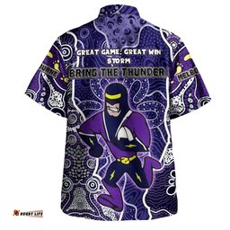 Melbourne Storm Grand Final Custom Hawaiian Shirt - Custom Melbourne Storm With Contemporary Style Of Aboriginal Painting Hawaiian Shirt