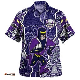 Melbourne Storm Grand Final Custom Hawaiian Shirt - Custom Melbourne Storm With Contemporary Style Of Aboriginal Painting Hawaiian Shirt