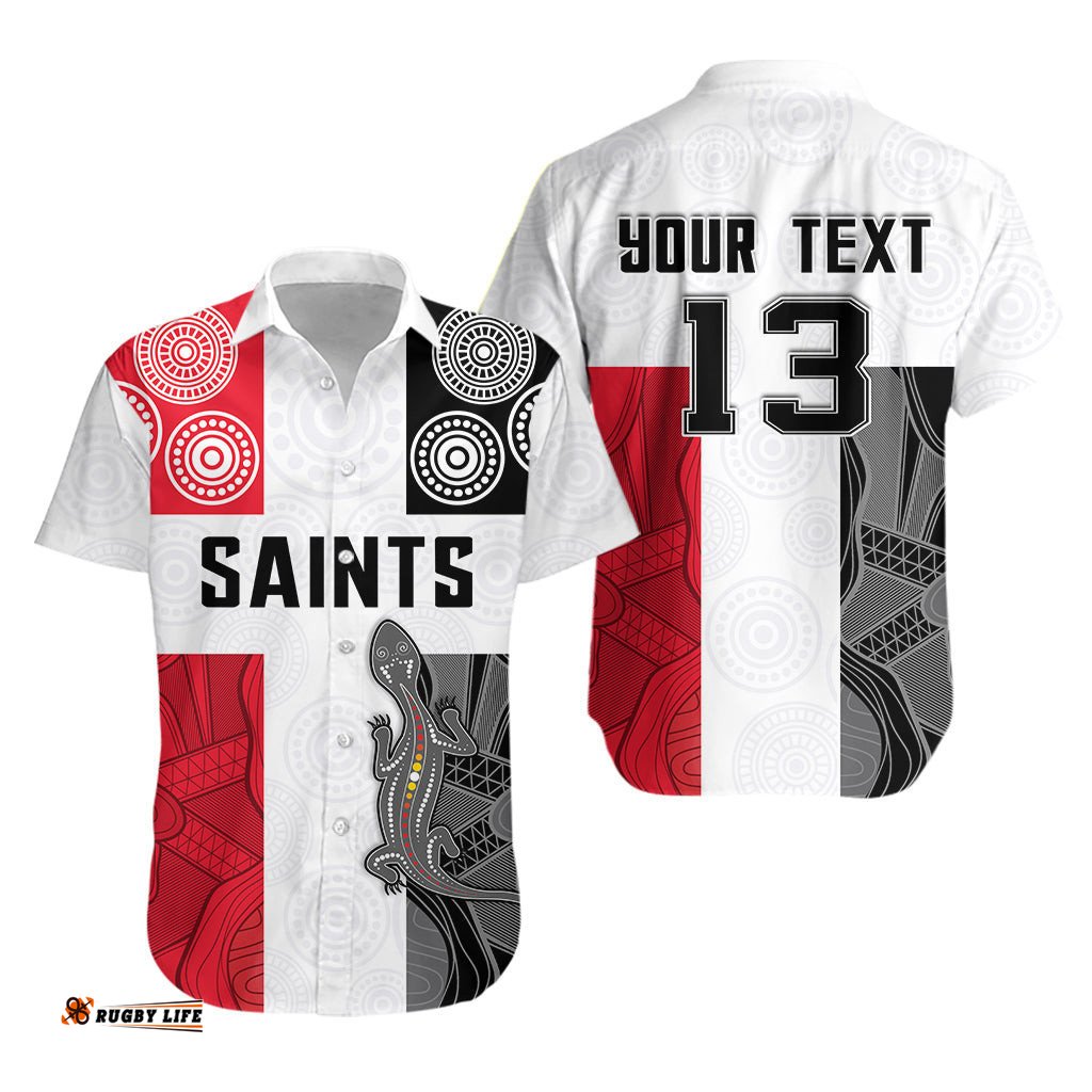 Custom Personalised Saints Football Hawaiian Shirt St Kilda Indigenous Custom Text and Number