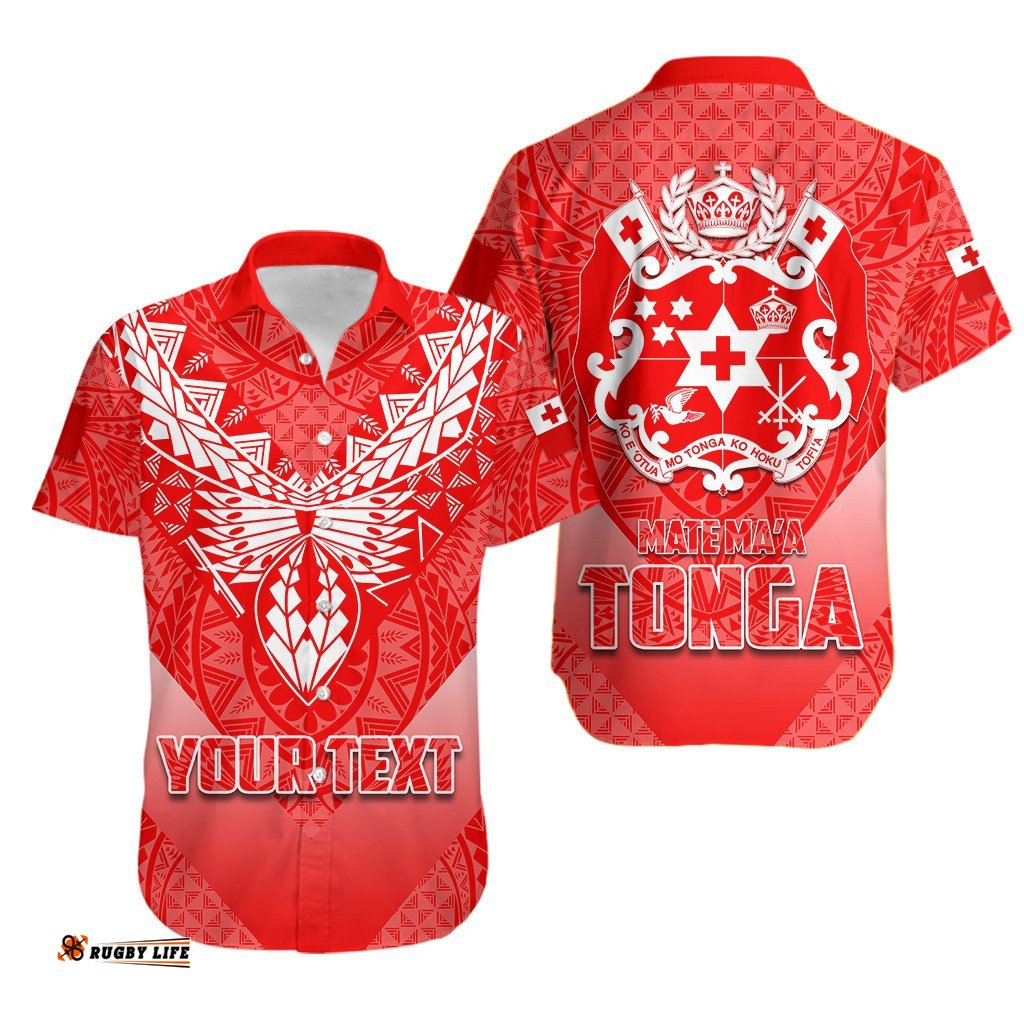 Custom Personalised Mate Ma'a Tonga Rugby Hawaiian Shirt Polynesian Style