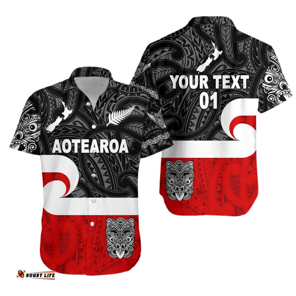 Custom Personalised Maori Aotearoa Haka Hawaiian Shirt New Zealand Simple, Custom Text And Number