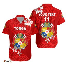 Custom Personalised Mate Ma'a Tonga Rugby Hawaiian Shirt Polynesian Unique Vibes Full Red, Custom Text and Number