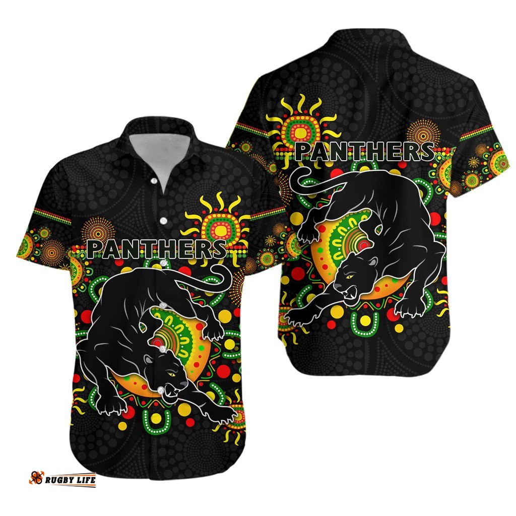 Penrith Hawaiian Shirt Indigenous Panthers Black