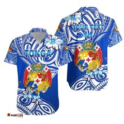 Custom Personalised Mate Ma'a Tonga Rugby Hawaiian Shirt Polynesian Unique Vibes, Custom Text and Number Blue