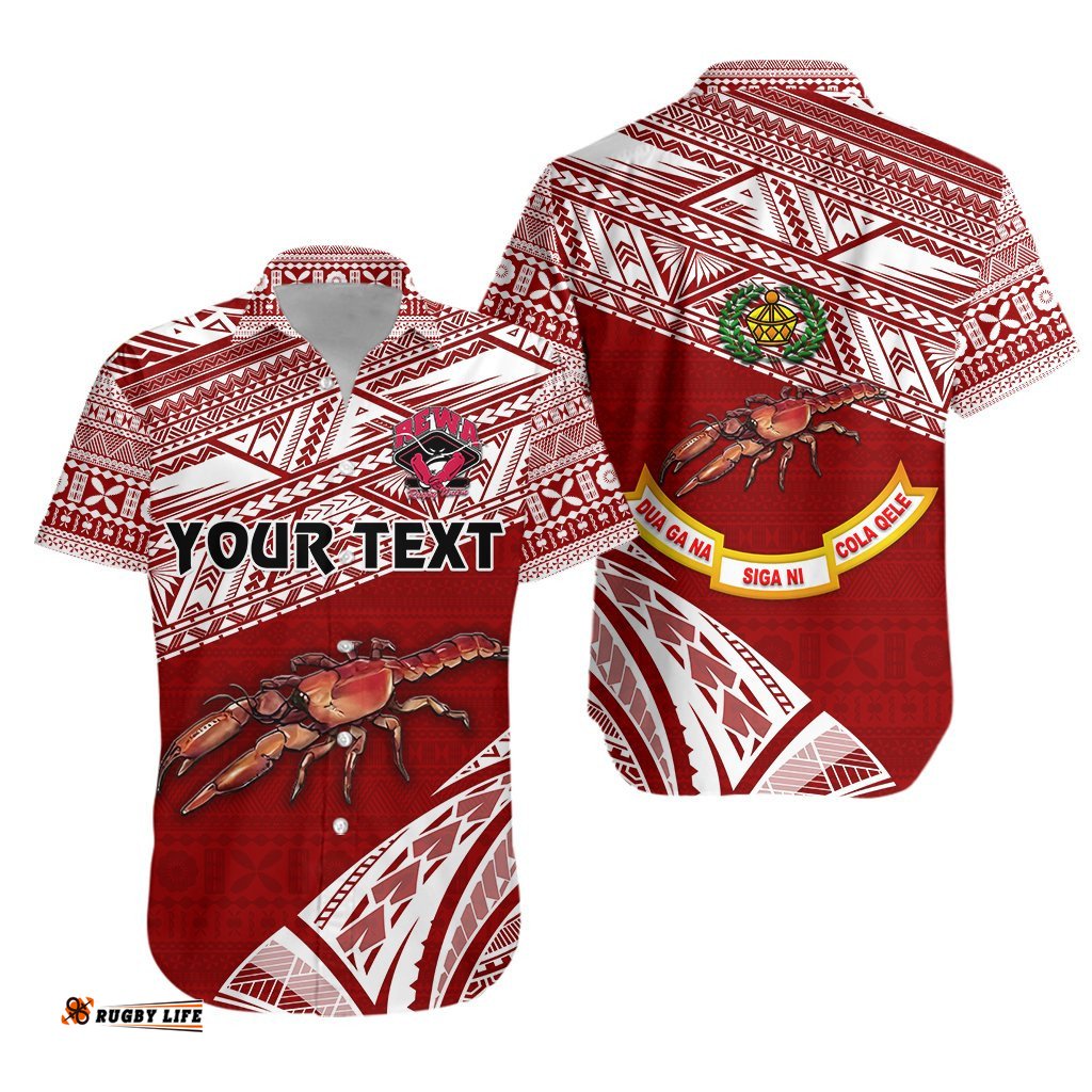 Custom Personalised Rewa Rugby Union Fiji Hawaiian Shirt Special Version Red