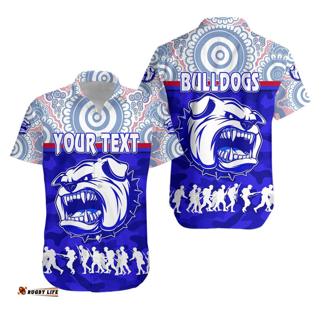 Custom Personalised Western Bulldogs Hawaiian Shirt ANZAC Day Indigenous