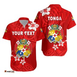 Custom Personalised Mate Ma'a Tonga Rugby Hawaiian Shirt Polynesian Unique Vibes Full Red