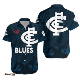 Australia Hawaiian Shirt Carlton Blues ANZAC Day