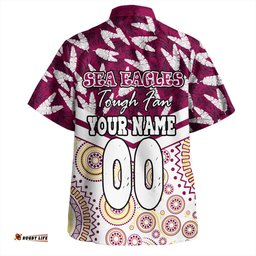 Manly Warringah Sea Eagles Hawaiian Shirt - Tropical Patterns And Dot Painting Eat Sleep Rugby Repeat