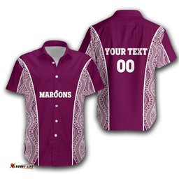 Custom Personalised Queensland Hawaiian Shirt Maroons Simple Aboriginal
