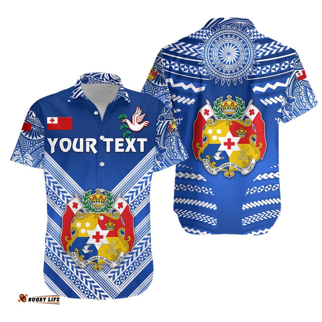 Custom Personalised Mate Ma'a Tonga Rugby Hawaiian Shirt Polynesian Creative Style Blue