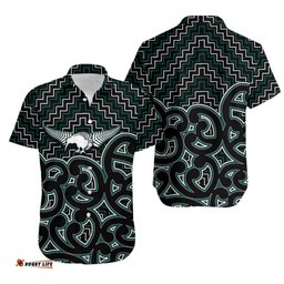 New Zealand Hawaiian Shirt Maori Graphic Tee patterns Green