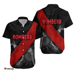 Essendon Hawaiian Shirt Indigenous Bombers Black