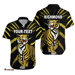 Custom Personalised Richmond Tigers Hawaiian Shirt Original Version Black
