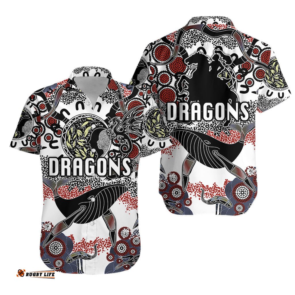 St. George Illawarra Dragons Hawaiian Shirt Indigenous White