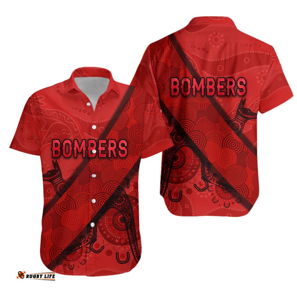 Essendon Hawaiian Shirt Indigenous Bombers Red