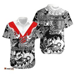 NAIDOC St. George Illawarra Dragons Hawaiian Shirt NAIDOC Patterns White Style