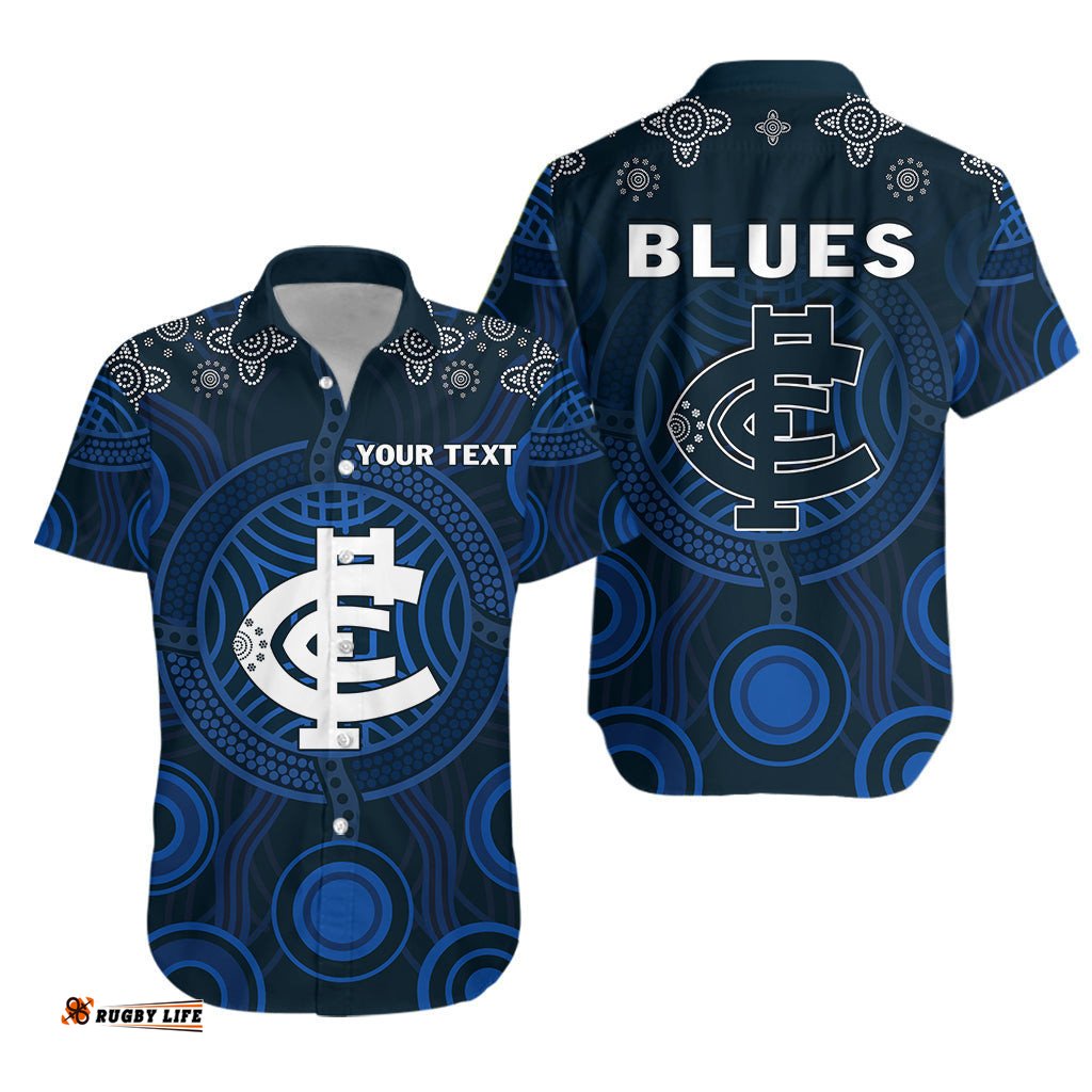 Custom Personalised Blues Indigenous Hawaiian Shirt Football Season
