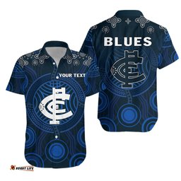 Custom Personalised Blues Indigenous Hawaiian Shirt Football Season