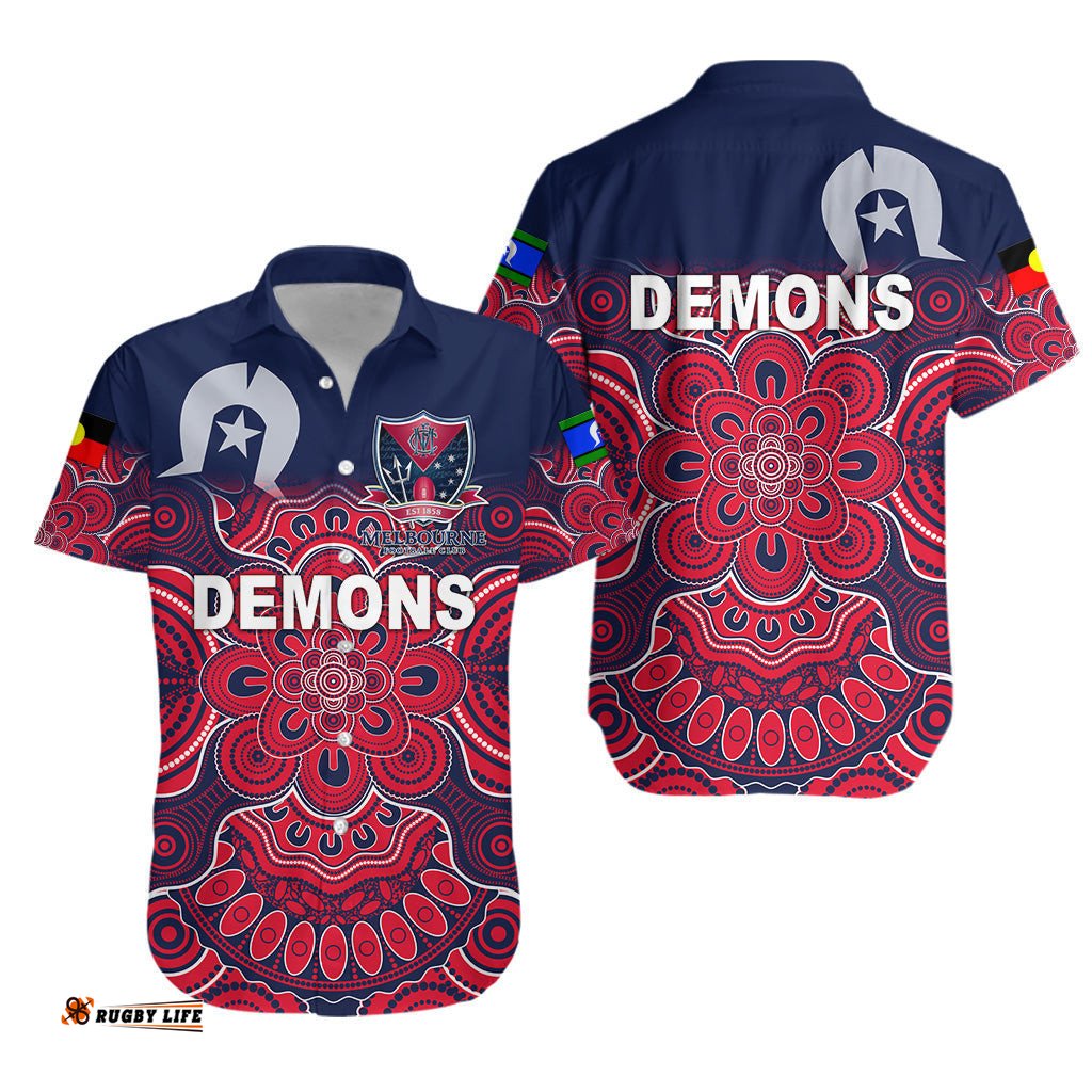 Melbourne Demons Indigenous Hawaiian Shirt Football NAIDOC Week Style