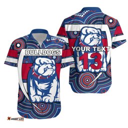 Custom Personalised Western Football Bulldogs Hawaiian Shirt Redamancy Indigenous Australian Custom Text and Number