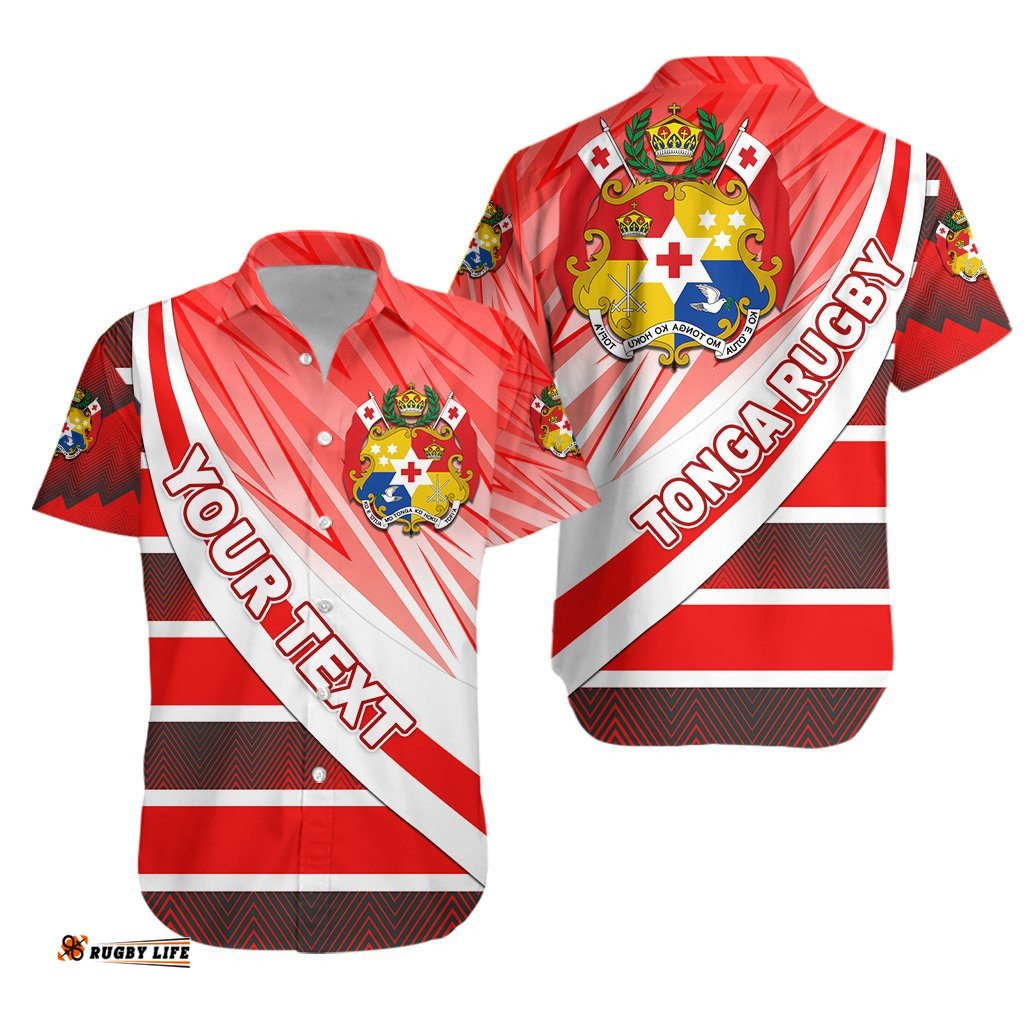 Custom Personalised Tonga Rugby Hawaiian Shirt Victorian Vibes