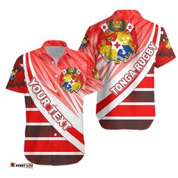 Custom Personalised Tonga Rugby Hawaiian Shirt Victorian Vibes