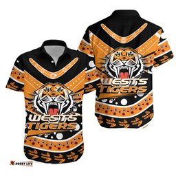 Wests Tigers Hawaiian Shirt Aboriginal Dot Painting