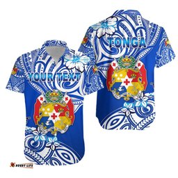 Custom Personalised Mate Ma'a Tonga Rugby Hawaiian Shirt Polynesian Unique Vibes Blue