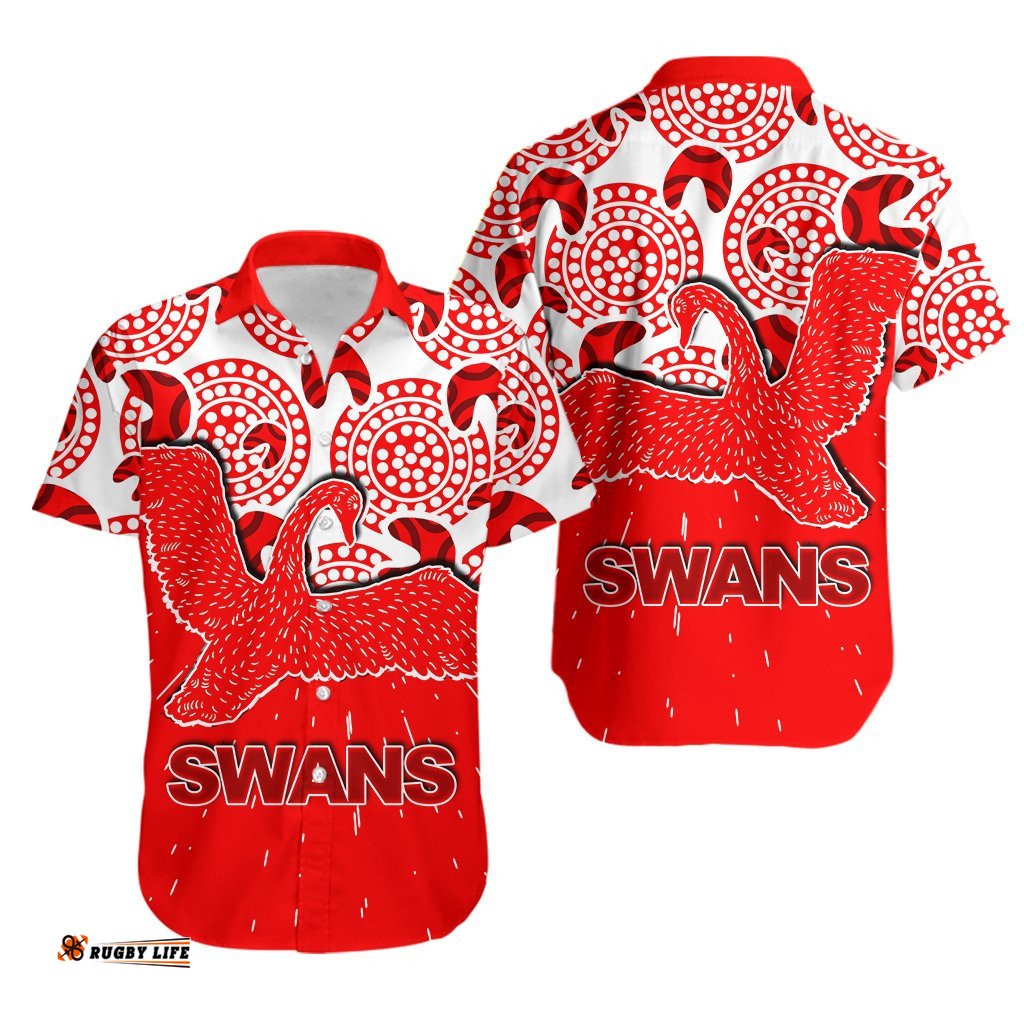Sydney Swans Hawaiian Shirt Aboriginal Patterns