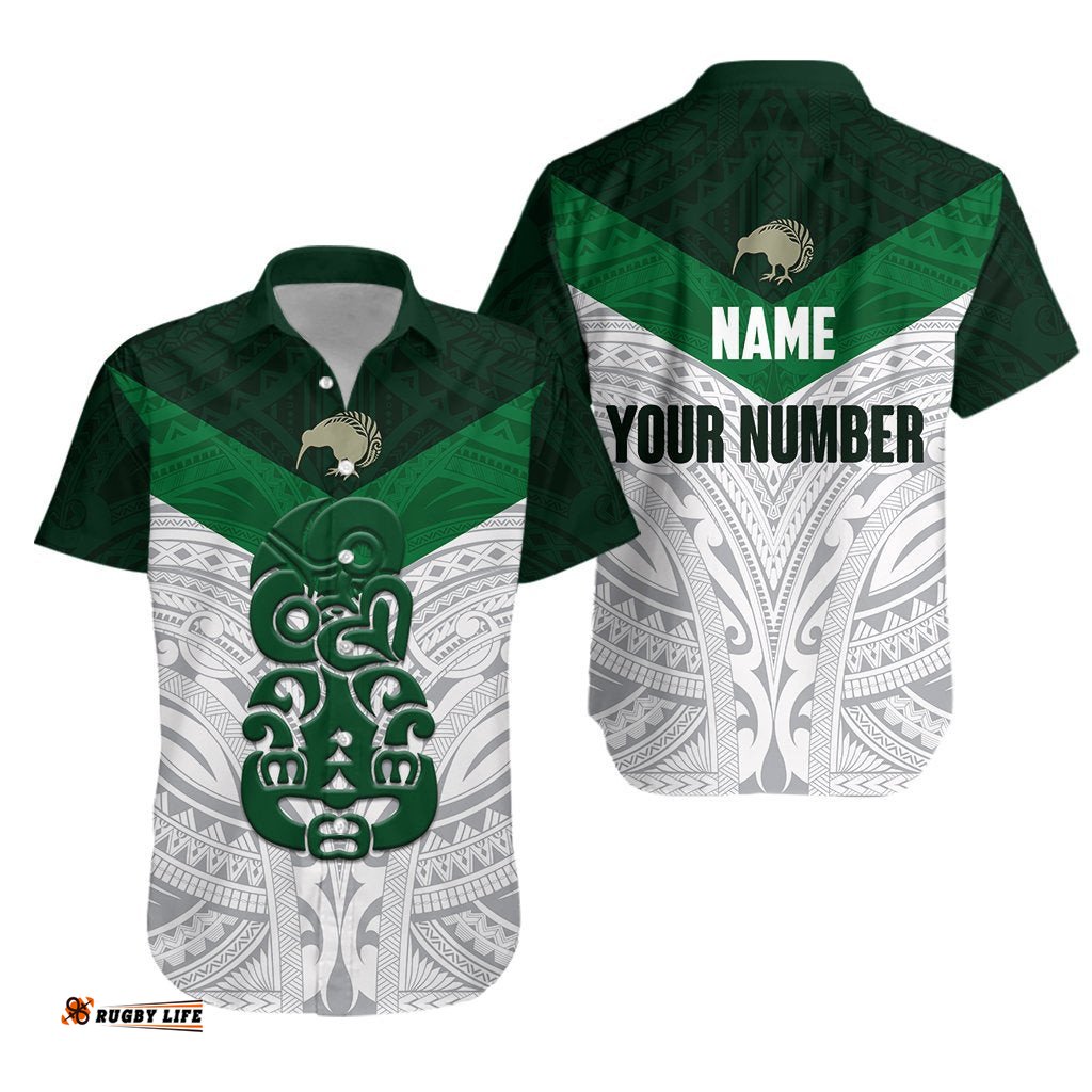 Custom Personalised Aotearoa Rugby Hawaiian Shirt Maori Kiwi