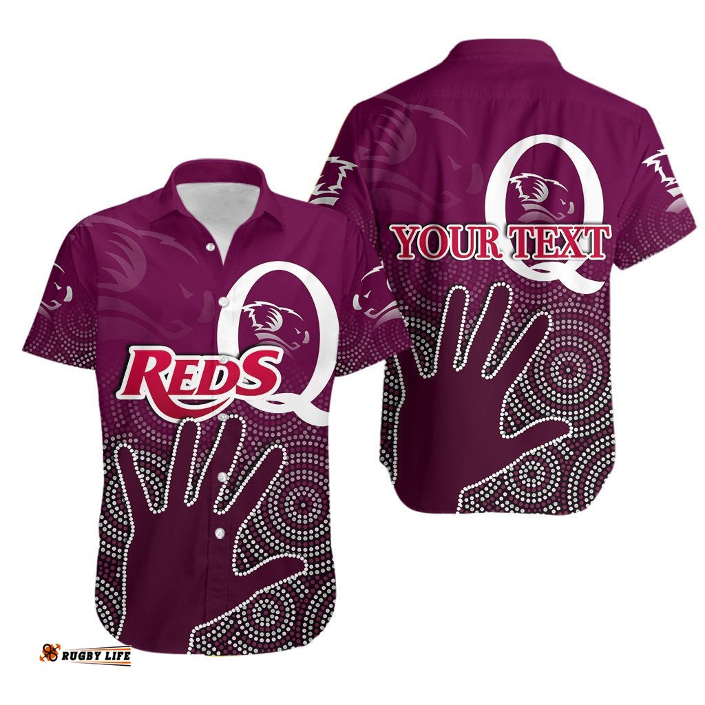Custom Personalised Queensland Reds Hawaiian Shirt Aboriginal