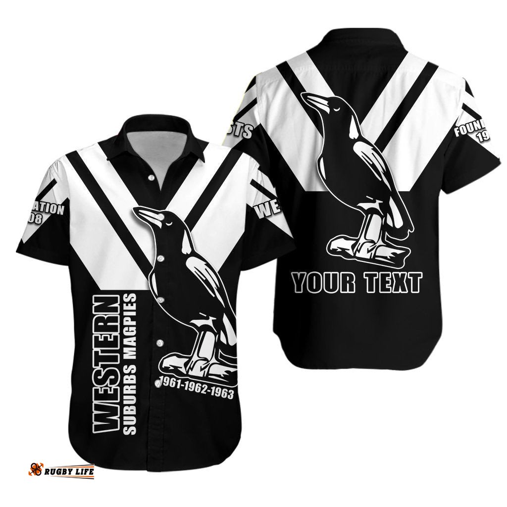 Custom Personalised Wests 1908 Hawaiian Shirt Western Suburbs Magpies