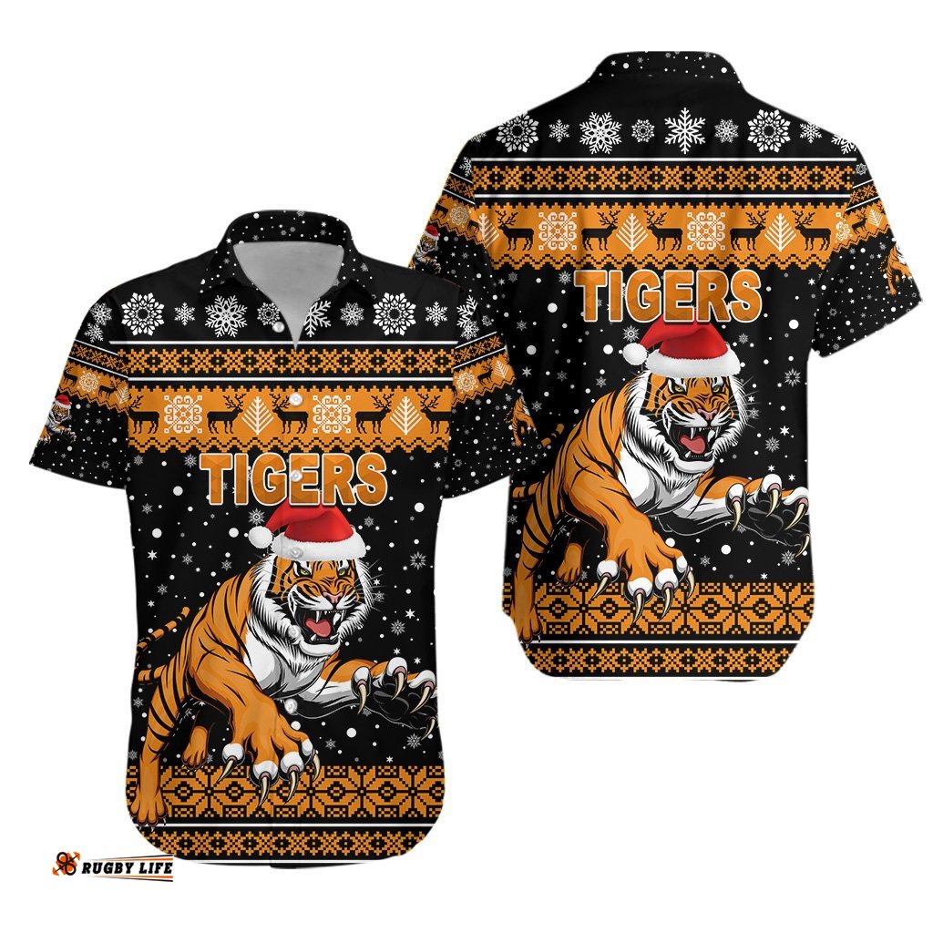 Wests Christmas Hawaiian Shirt Tigers Unique Vibes Black