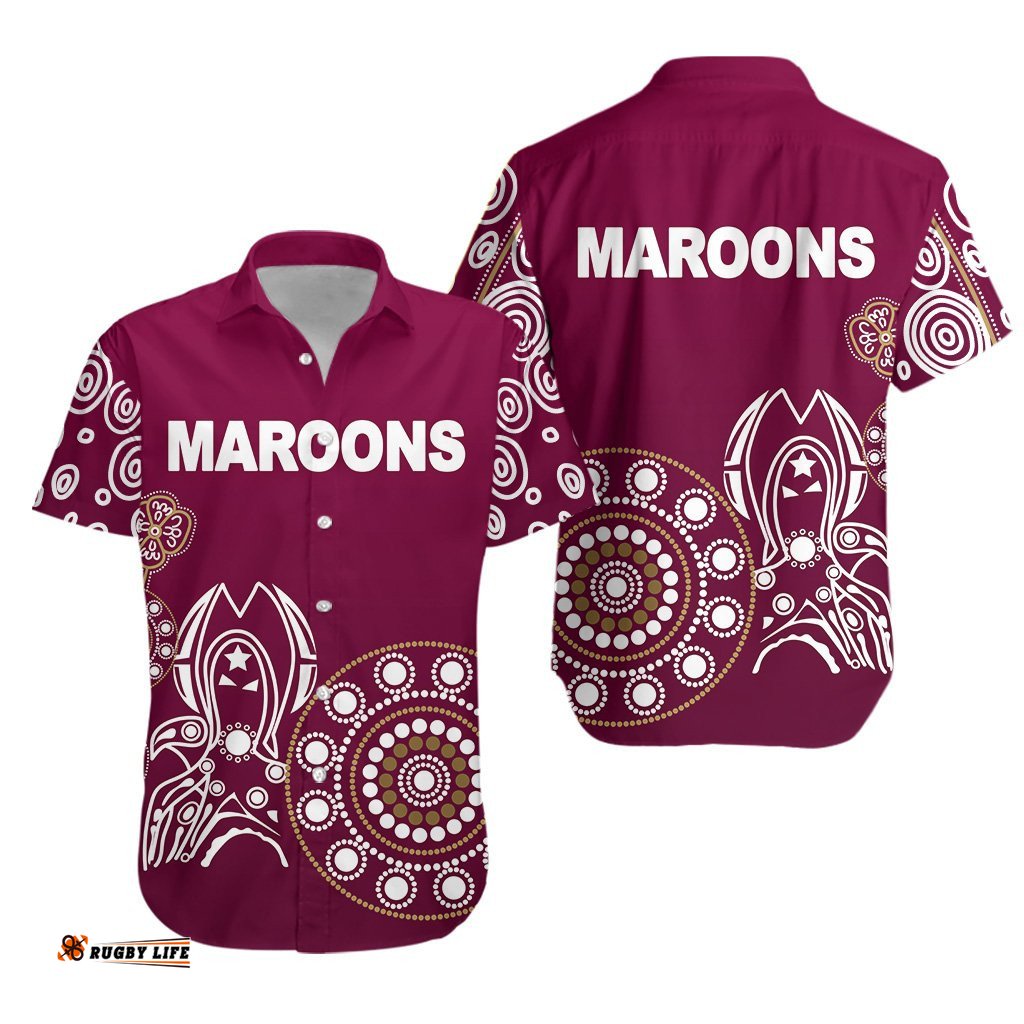 Queensland Hawaiian Shirt Maroons Simple Indigenous