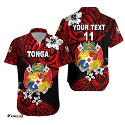 Custom Personalised Mate Ma'a Tonga Rugby Hawaiian Shirt Polynesian Unique Vibes Red, Custom Text and Number