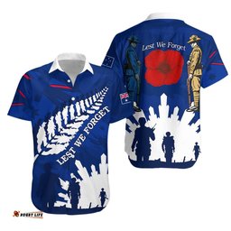 Australian ANZAC Day Hawaiian Shirt Camouflage Mix Fern New Zealand